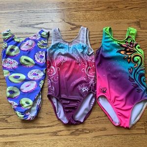 3 Gymnastics Leotards- Foxy sz 8, GK CM